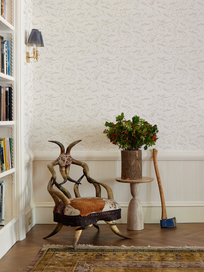 'Outlaws and Rebels' Wallpaper by Lingua Franca- Oatmeal
