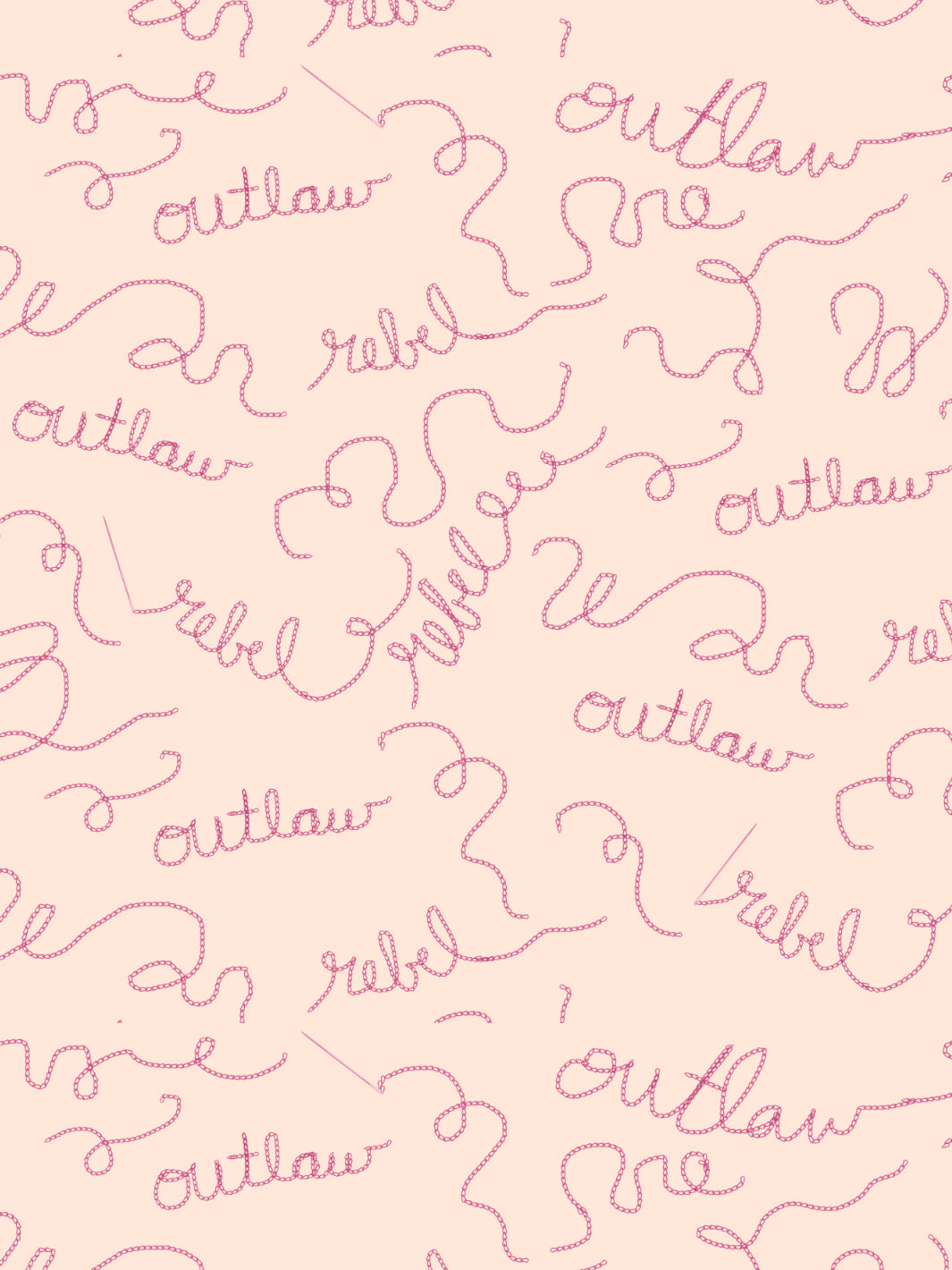 'Outlaws and Rebels' Wallpaper by Lingua Franca- Peach + Raspberry