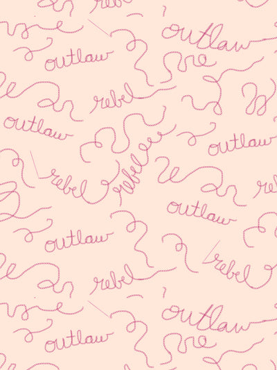 'Outlaws and Rebels' Wallpaper by Lingua Franca- Peach + Raspberry