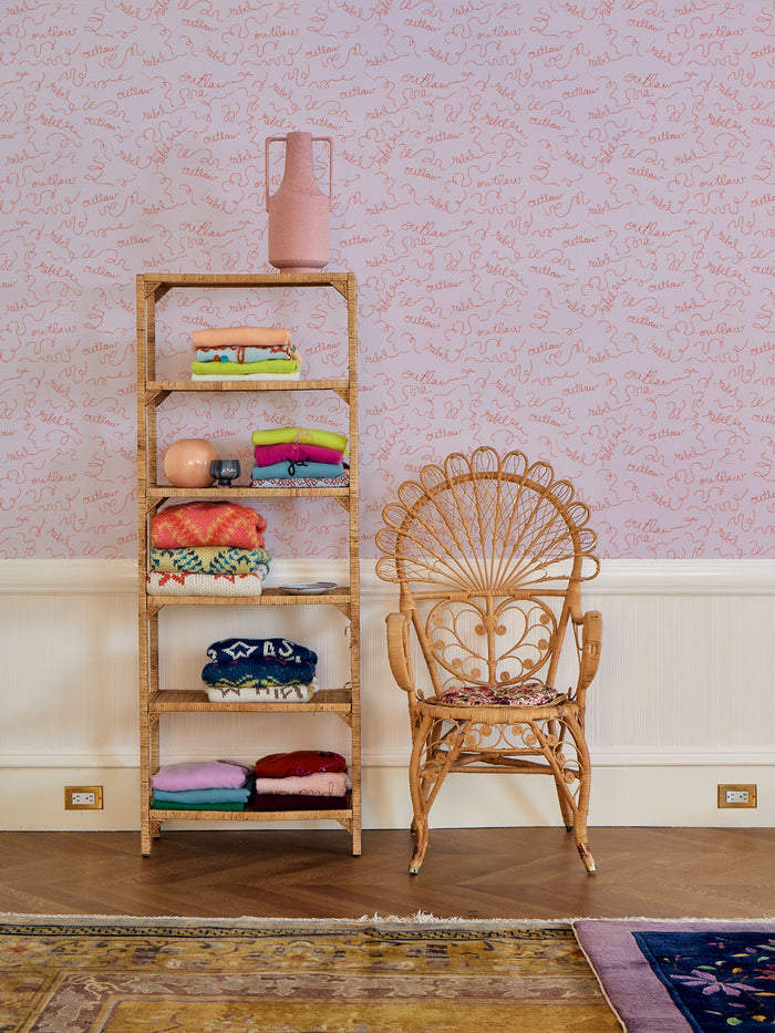 'Outlaws and Rebels' Wallpaper by Lingua Franca- Persimmon + Lilac