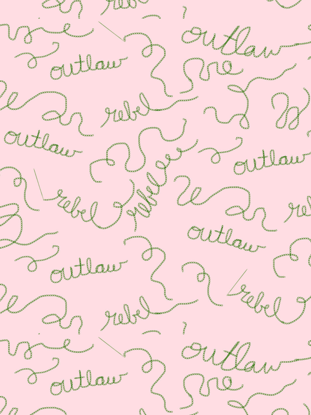 'Outlaws and Rebels' Wallpaper by Lingua Franca- Pink + Green