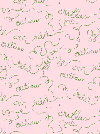'Outlaws and Rebels' Wallpaper by Lingua Franca- Pink + Green
