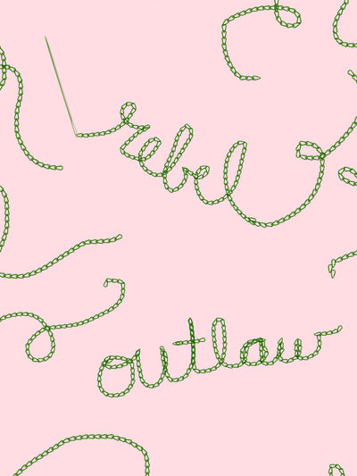 'Outlaws and Rebels' Wallpaper by Lingua Franca- Pink + Green
