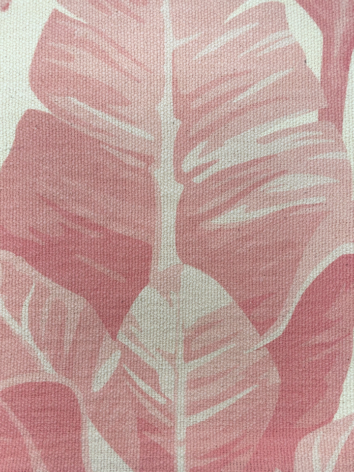 fabric by the yard pacifico palm garcelle pink on flax linen