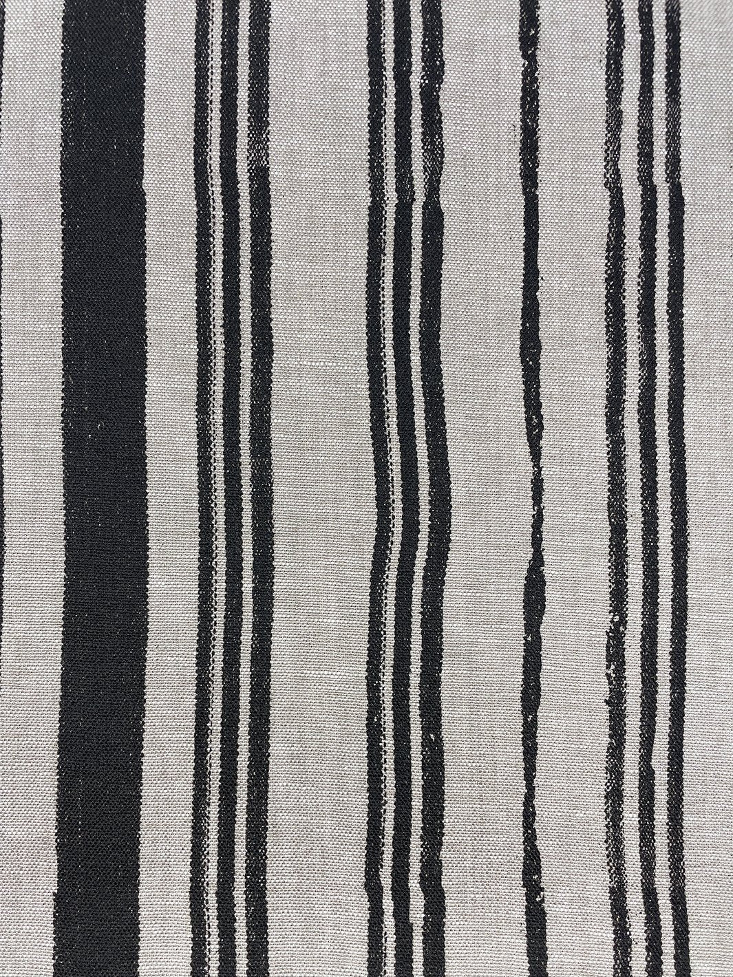 fabric by the yard painted stripes black on raw canvas