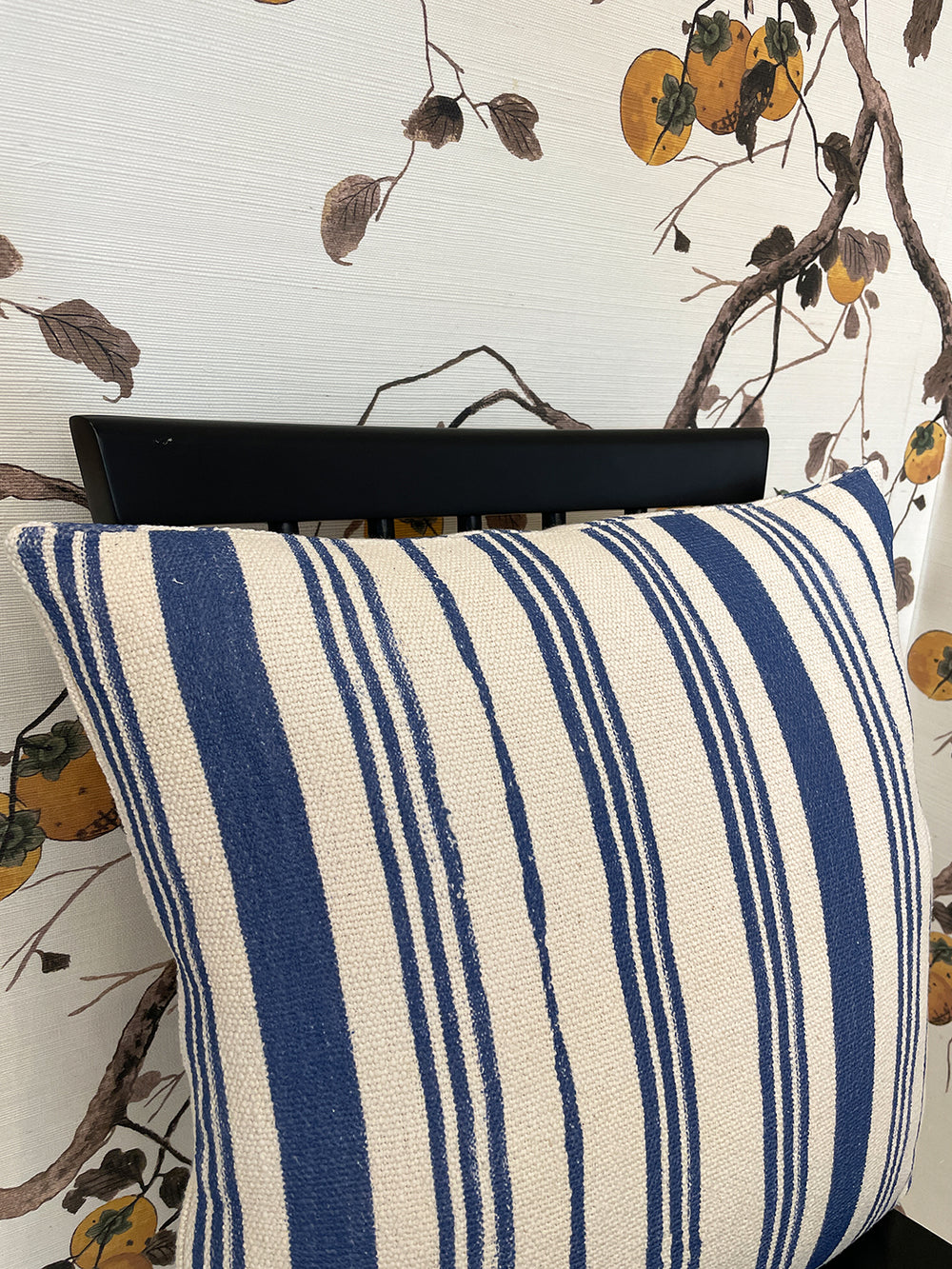 painted stripes throw pillow blue on california cotton