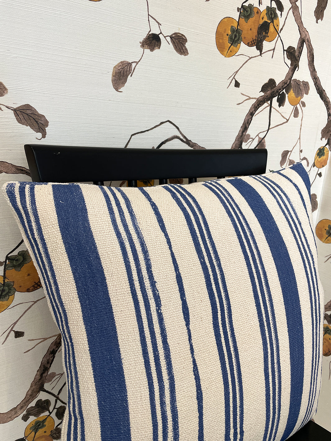 painted stripes throw pillow blue on california cotton
