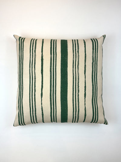 'Painted Stripes' Throw Pillow by Nathan Turner - Green on Raw Canvas