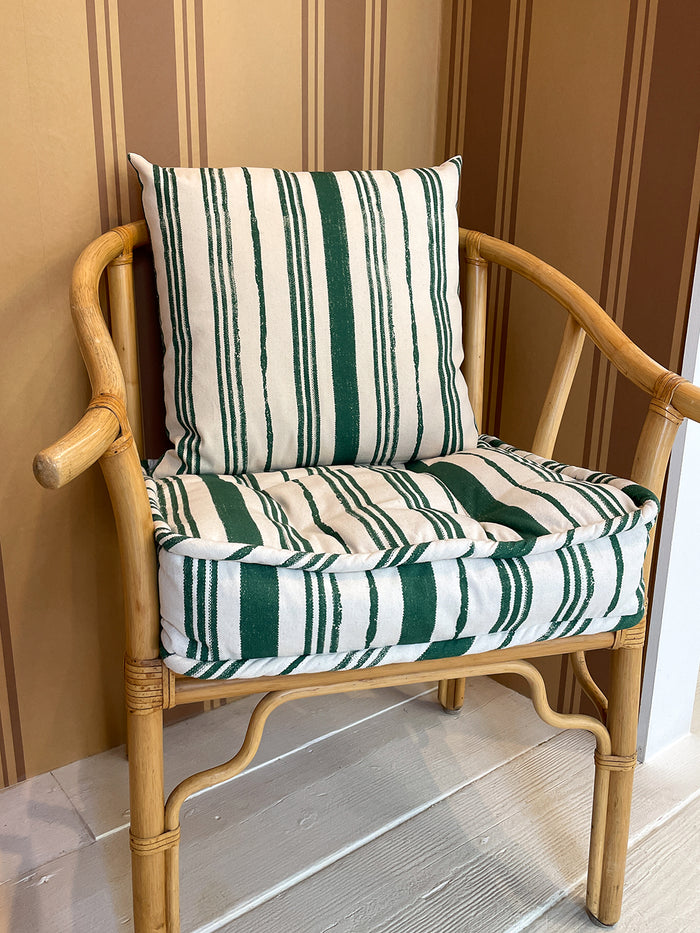 'Painted Stripes' Throw Pillow by Nathan Turner - Green on Raw Canvas