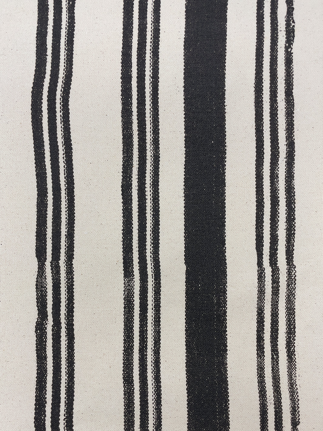 fabric by the yard painted stripes black on raw canvas