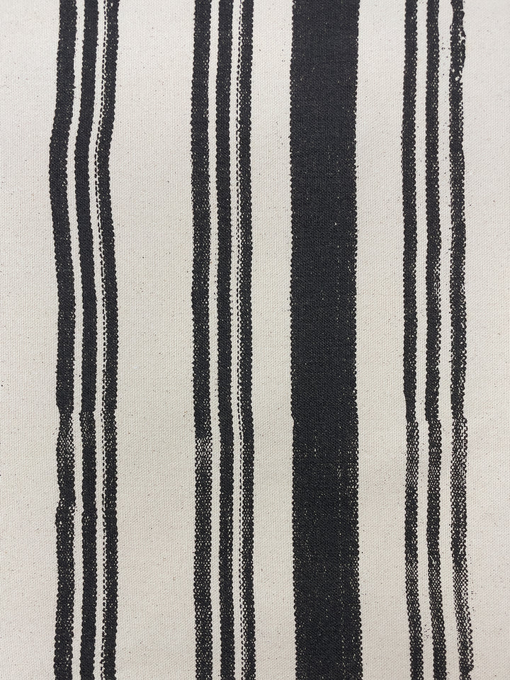 fabric by the yard painted stripes black on raw canvas