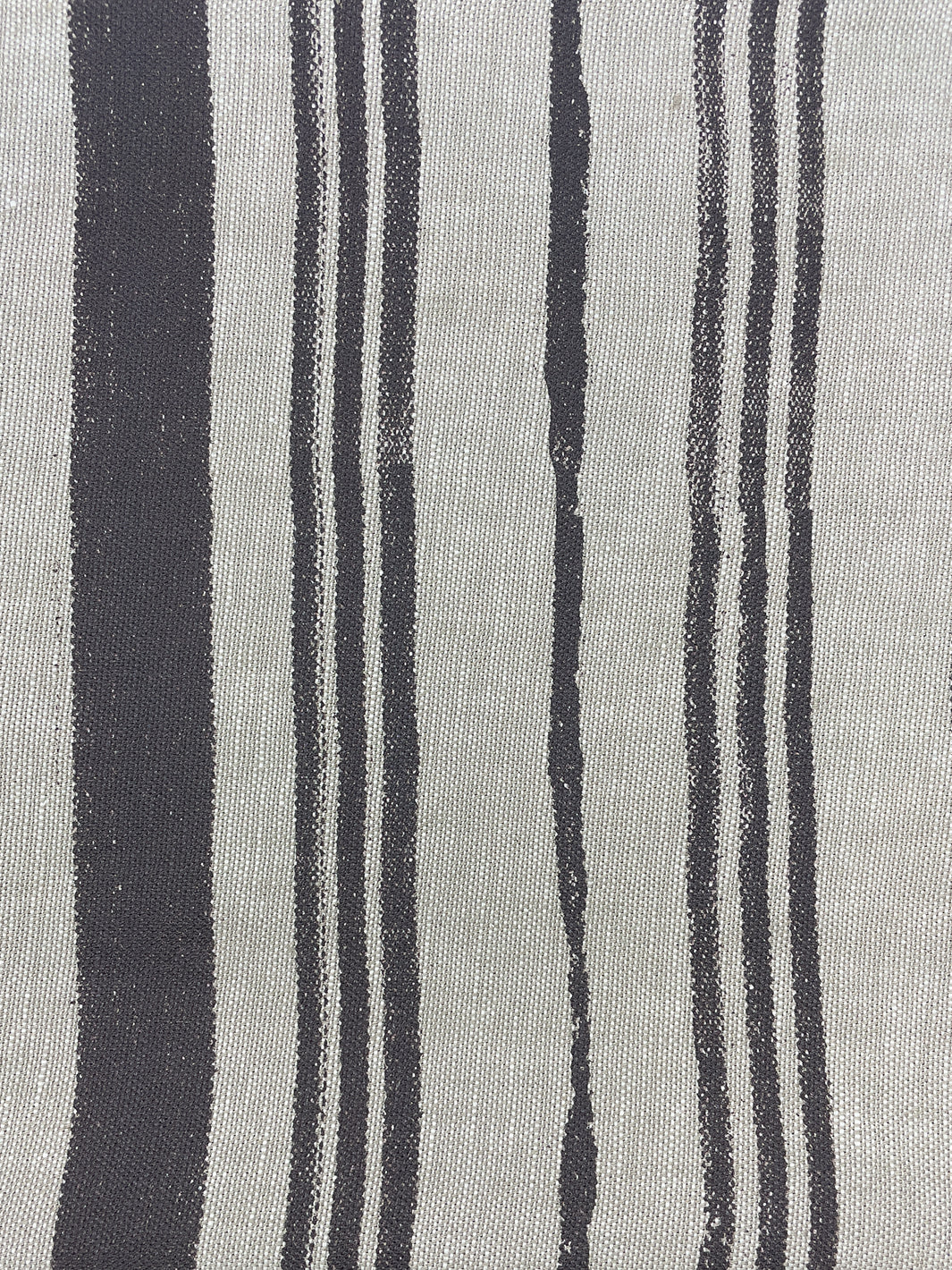 fabric by the yard painted stripes chocolate on flax linen