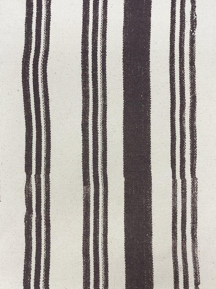 fabric by the yard painted stripes chocolate on raw canvas