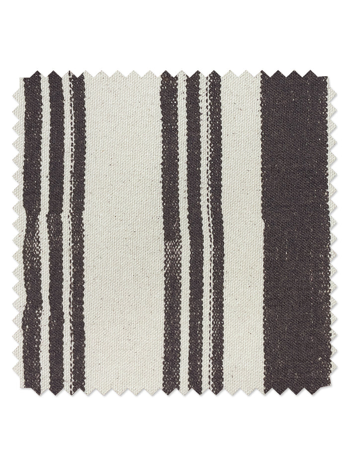 'Painted Stripes' Raw Canvas Fabric by Nathan Turner - Chocolate on Raw Canvas