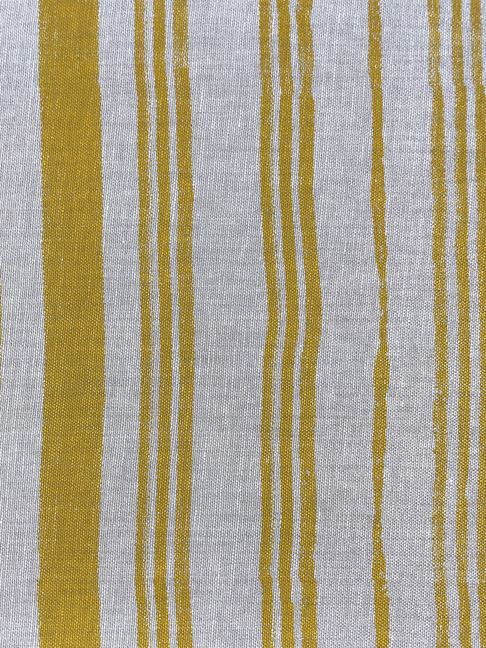 fabric by the yard painted stripes gold on flax linen