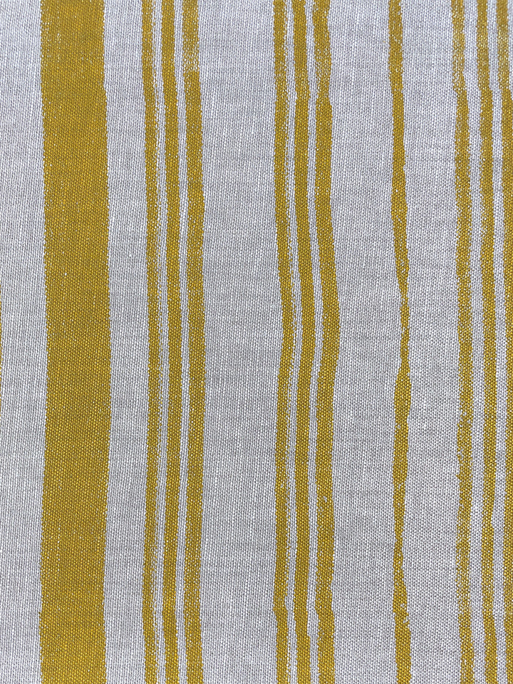 fabric by the yard painted stripes gold on flax linen