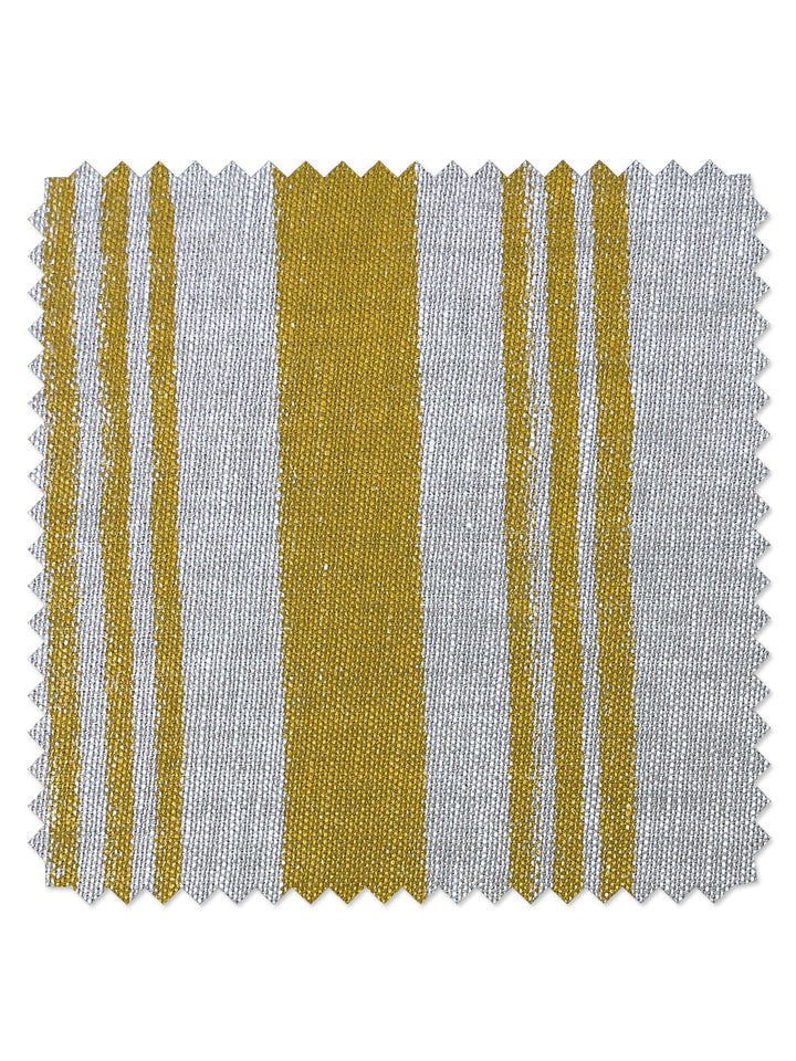 fabric by the yard painted stripes gold on flax linen