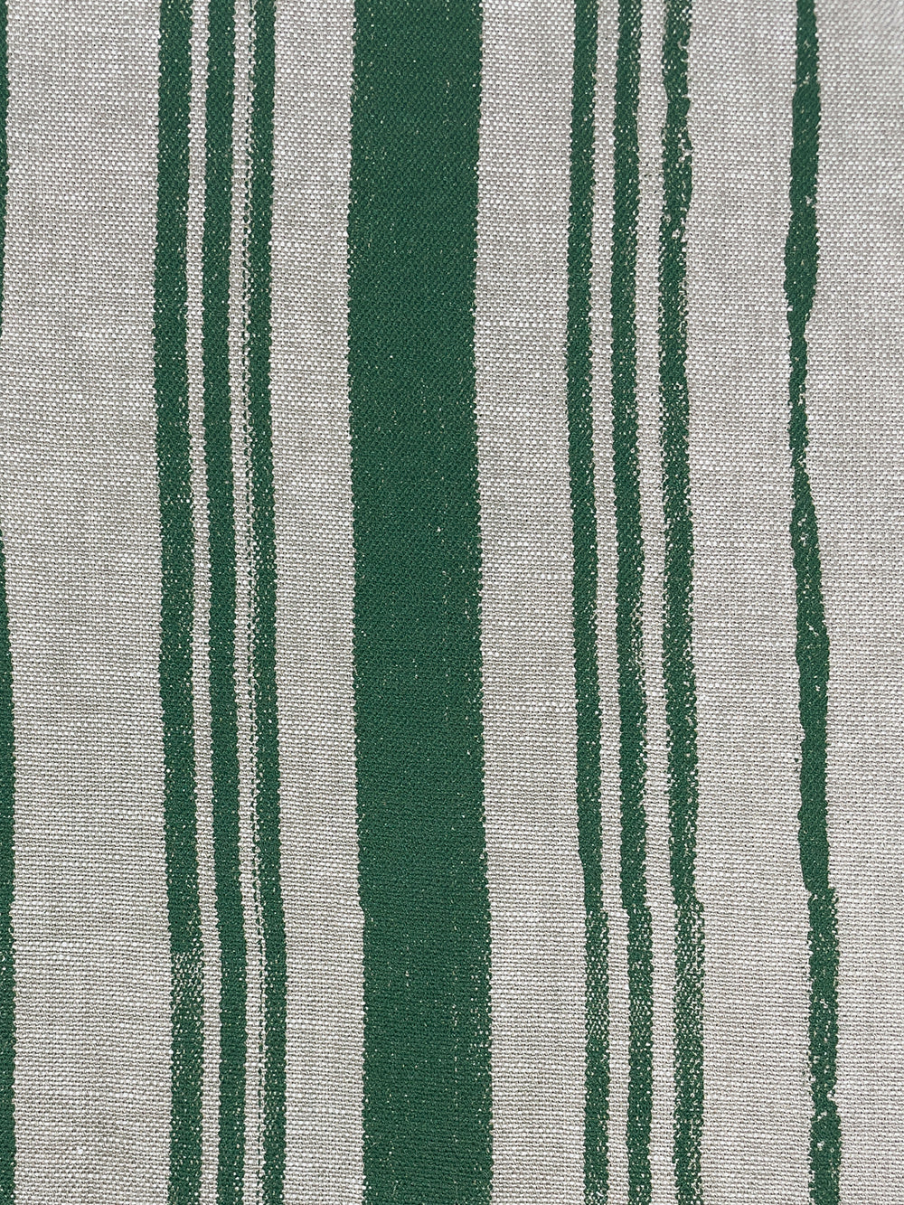 fabric by the yard painted stripes green on flax linen