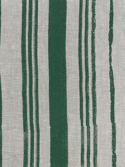 fabric by the yard painted stripes green on flax linen