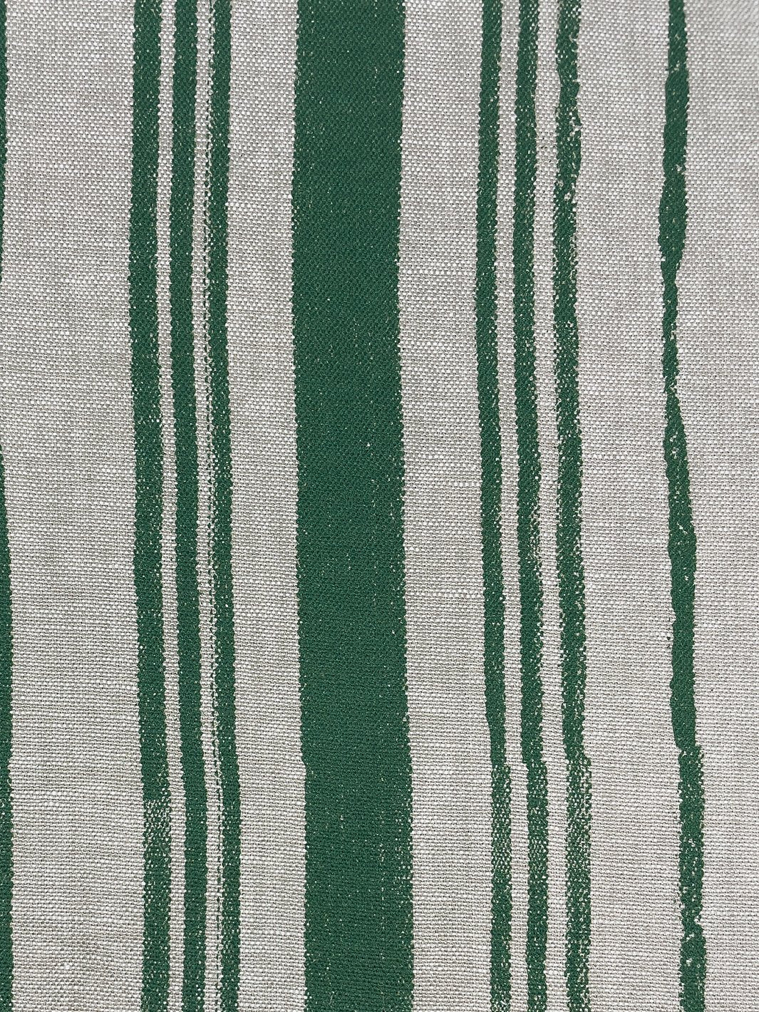 fabric by the yard painted stripes green on raw canvas
