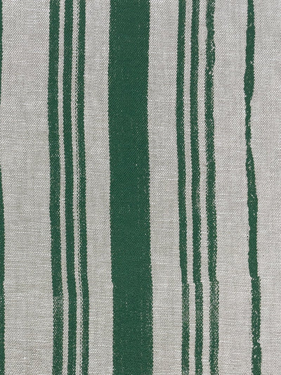 fabric by the yard painted stripes green on raw canvas