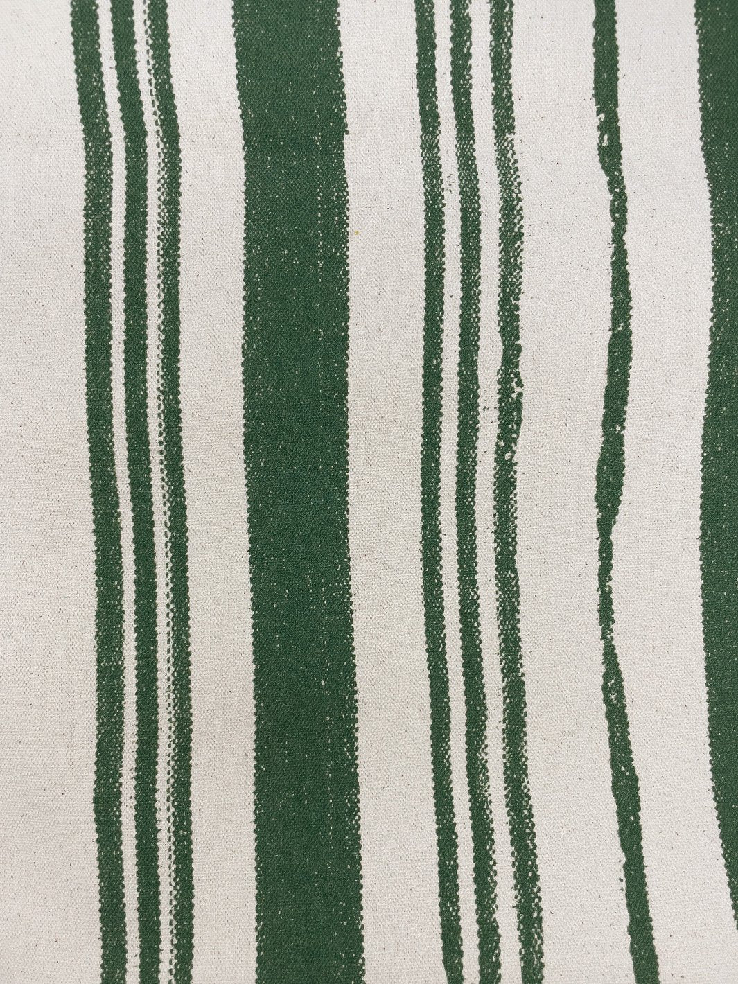 fabric by the yard painted stripes green on flax linen