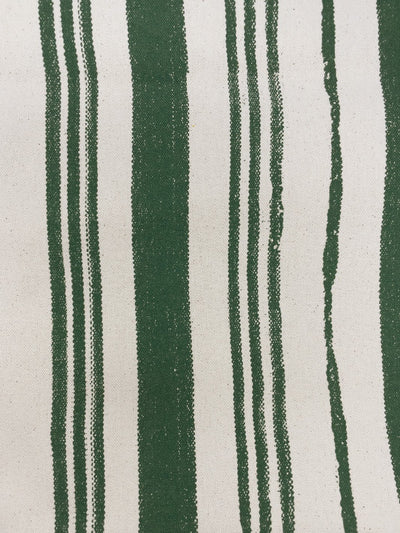 fabric by the yard painted stripes green on flax linen