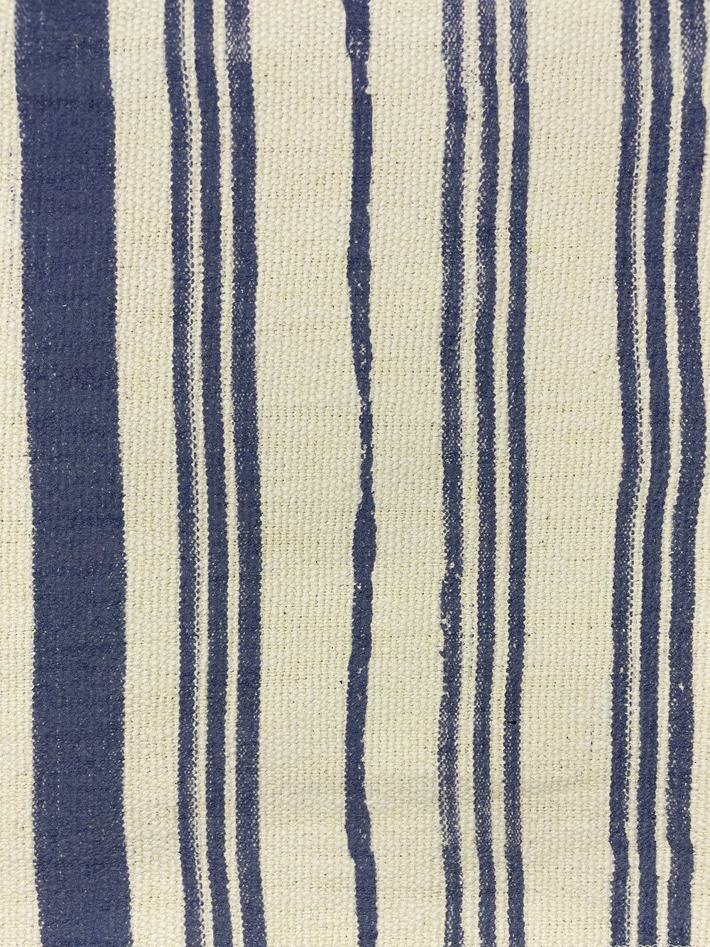 fabric by the yard painted stripes navy on raw canvas