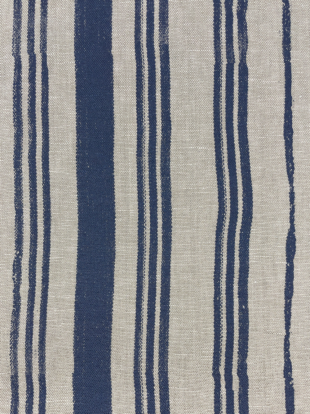 fabric by the yard painted stripes navy on flax linen