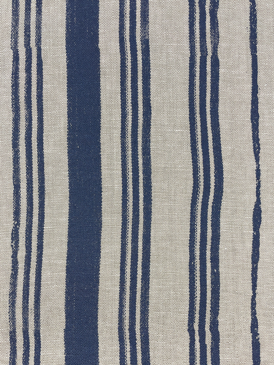 fabric by the yard painted stripes navy on flax linen