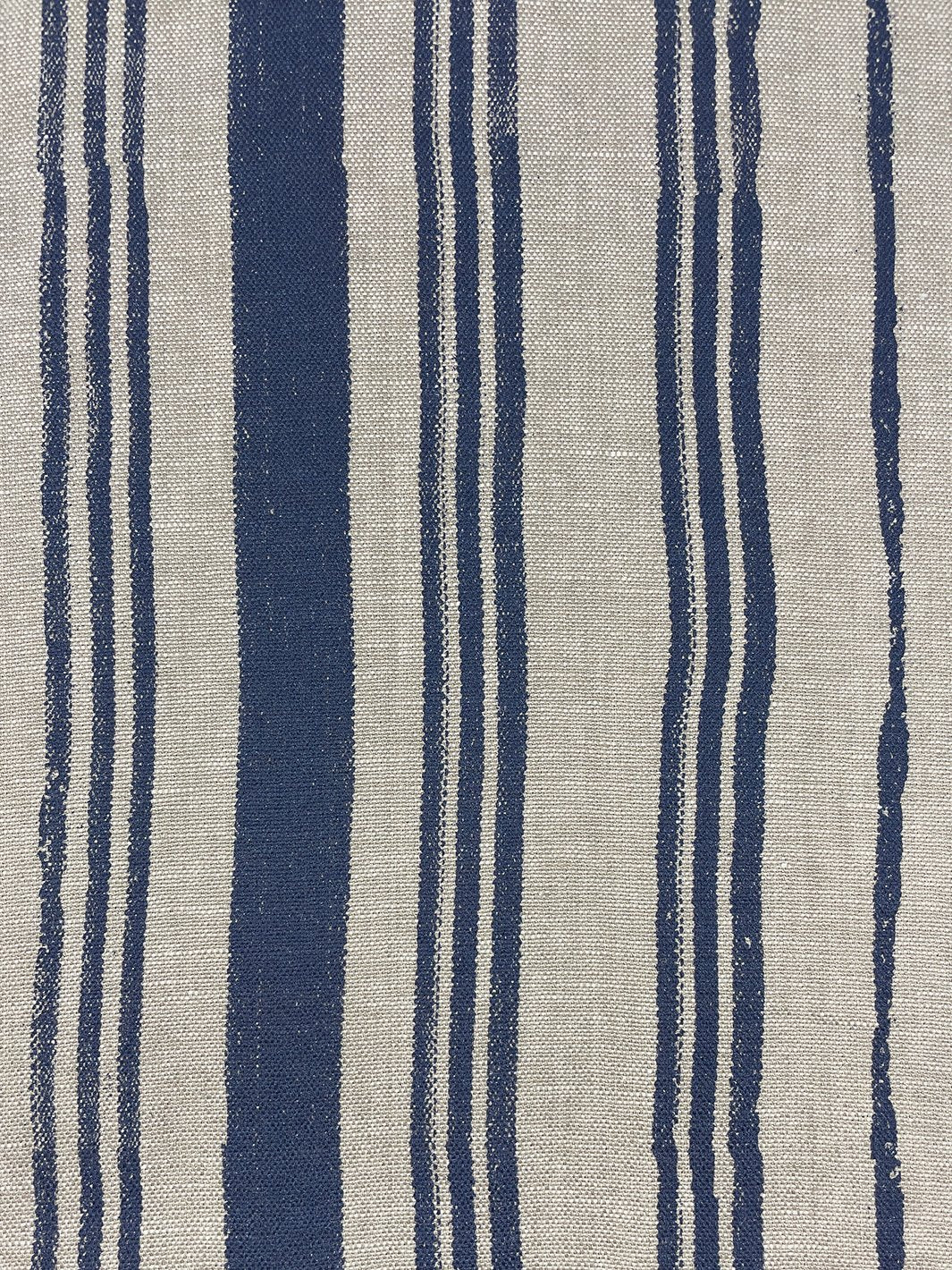 fabric by the yard painted stripes navy on raw canvas