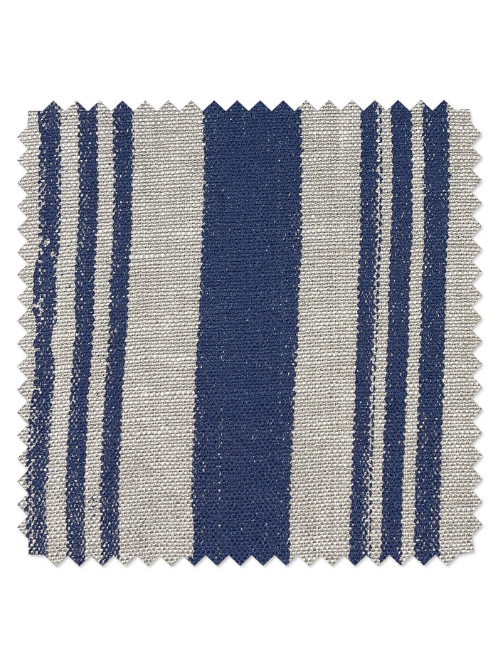'Tissu au mètre – Rayures peintes – Bleu marine sur lin
