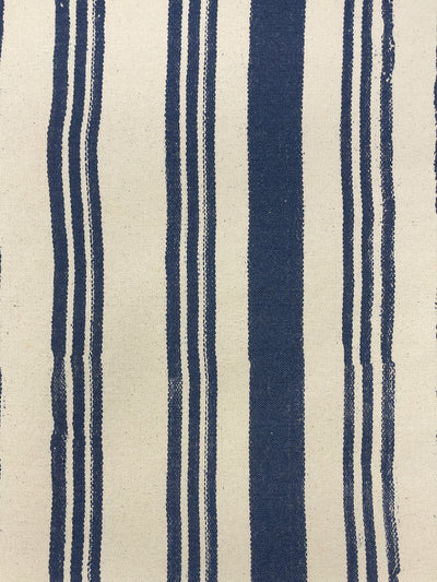 fabric by the yard painted stripes navy on flax linen
