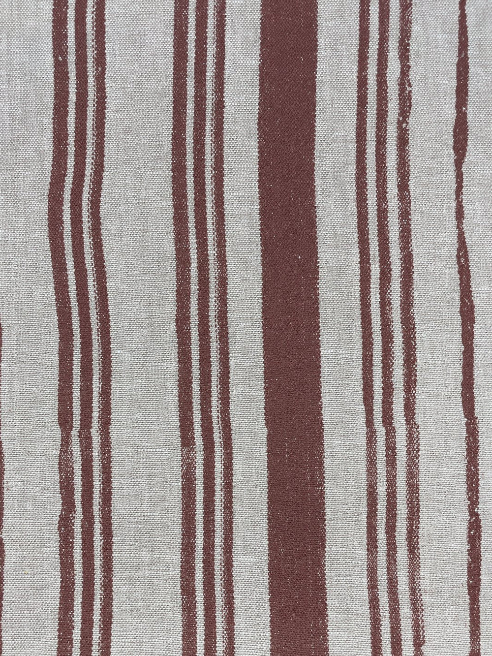 fabric by the yard painted stripes rust on raw canvas
