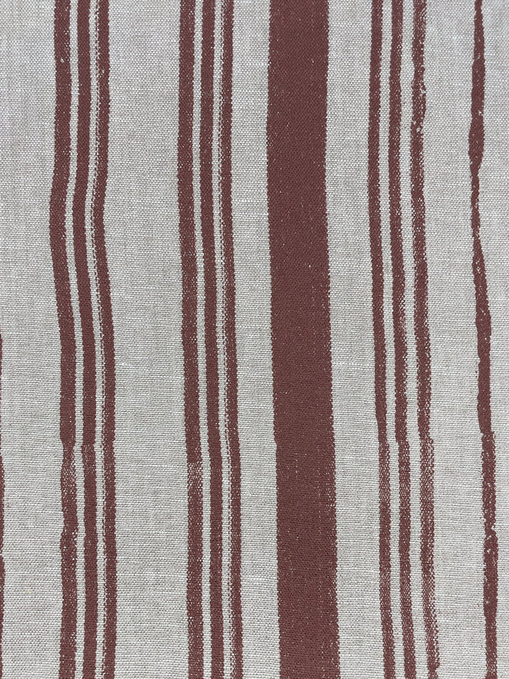 fabric by the yard painted stripes rust on raw canvas