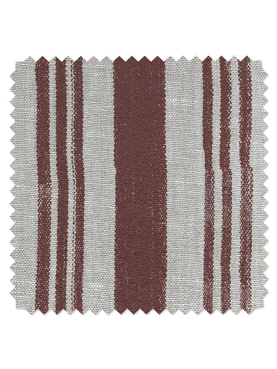 fabric by the yard painted stripes rust on flax linen