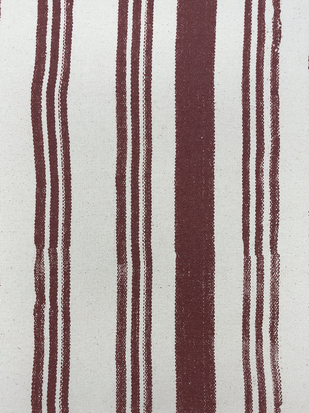 fabric by the yard painted stripes rust on raw canvas