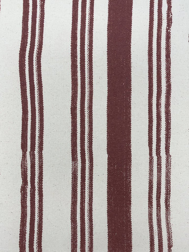 fabric by the yard painted stripes rust on raw canvas