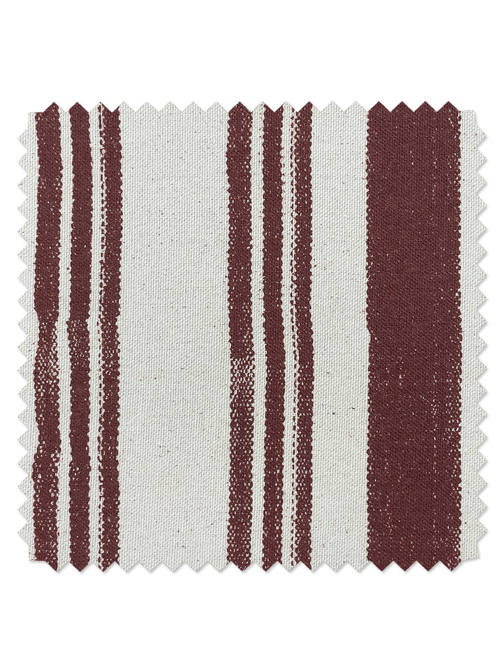 fabric by the yard painted stripes rust on flax linen