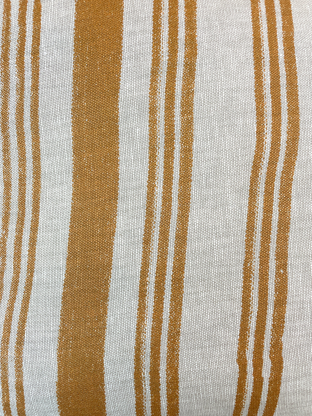painted stripes throw pillow terracotta on flax linen