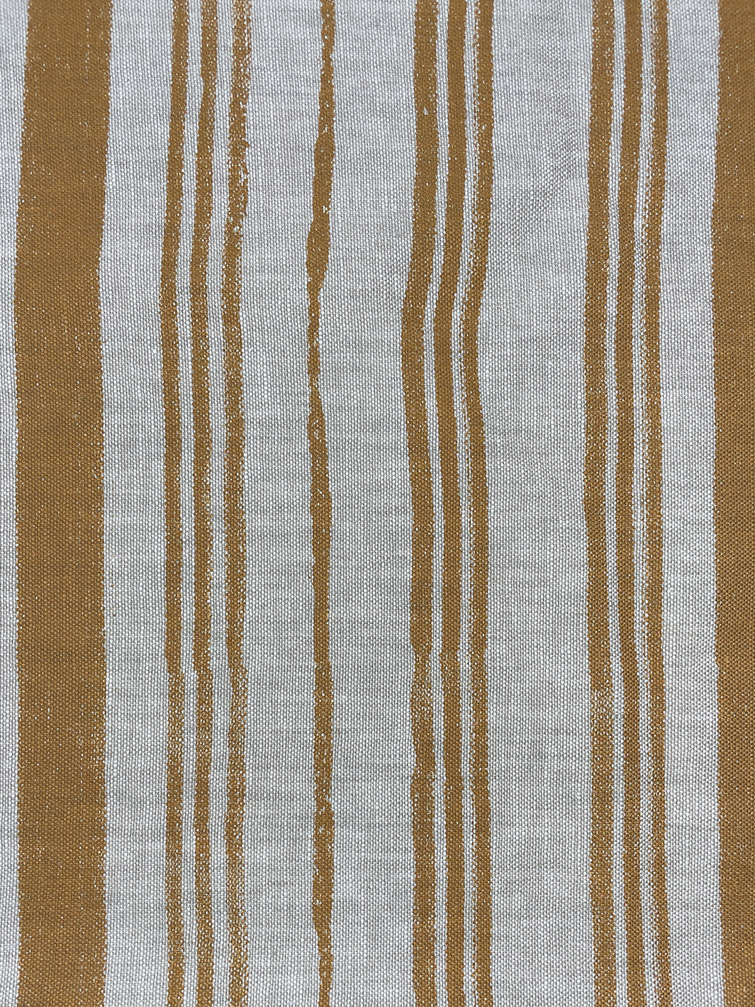 fabric by the yard painted stripes terracotta on flax linen