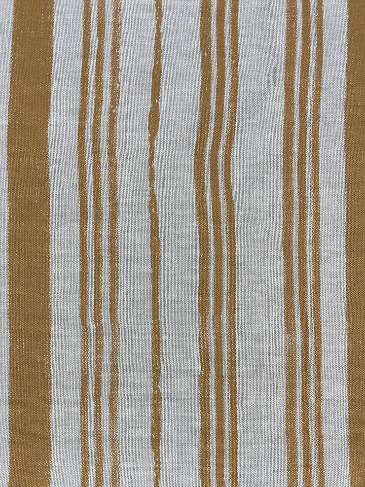 fabric by the yard painted stripes terracotta on flax linen