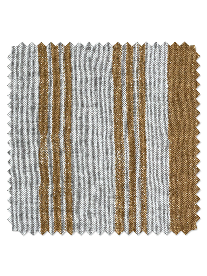 fabric by the yard painted stripes terracotta on flax linen