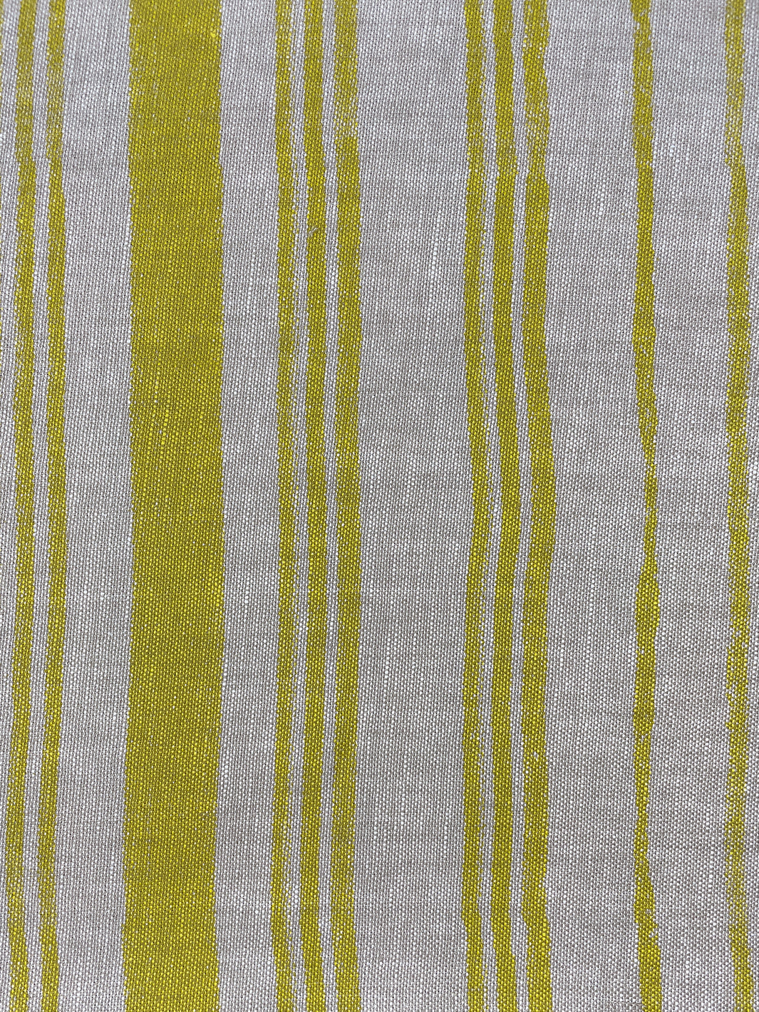 fabric by the yard painted stripes yellow on flax linen