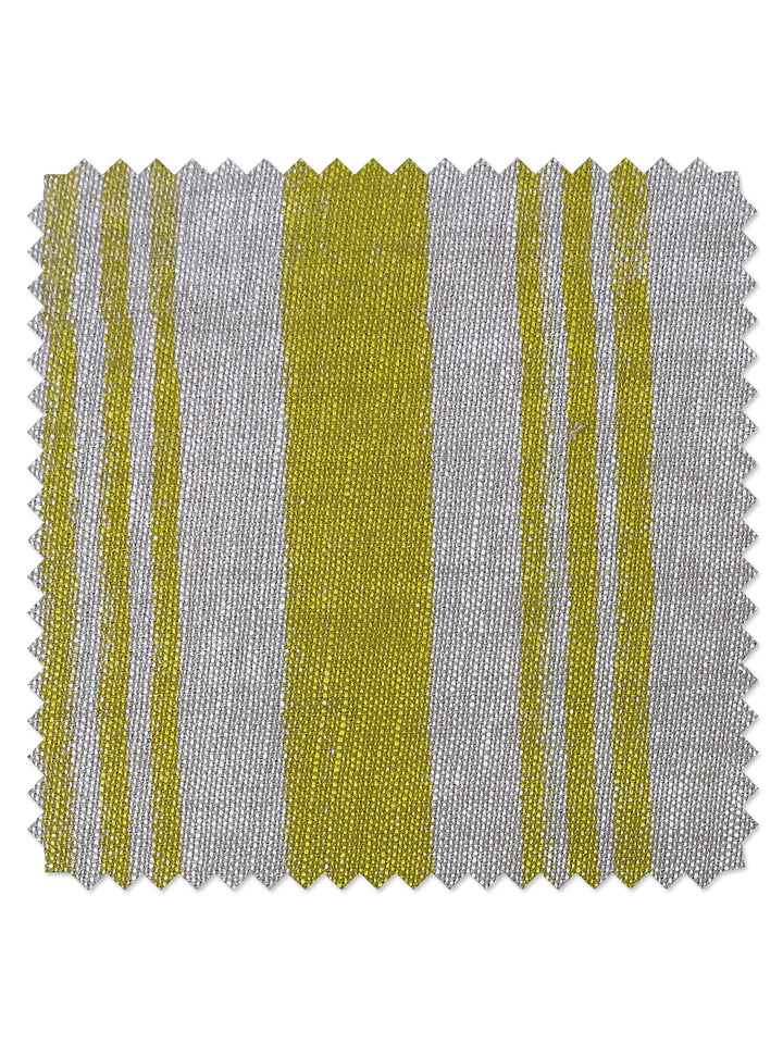 fabric by the yard painted stripes yellow on flax linen