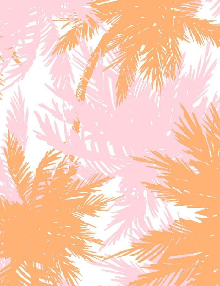 'Palm Shuffle' Wallpaper by Wallshoppe - Creamsicle / Blush
