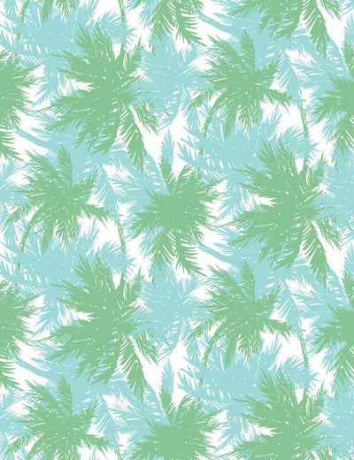 'Palm Shuffle' Wallpaper by Wallshoppe - Green / Caribbean