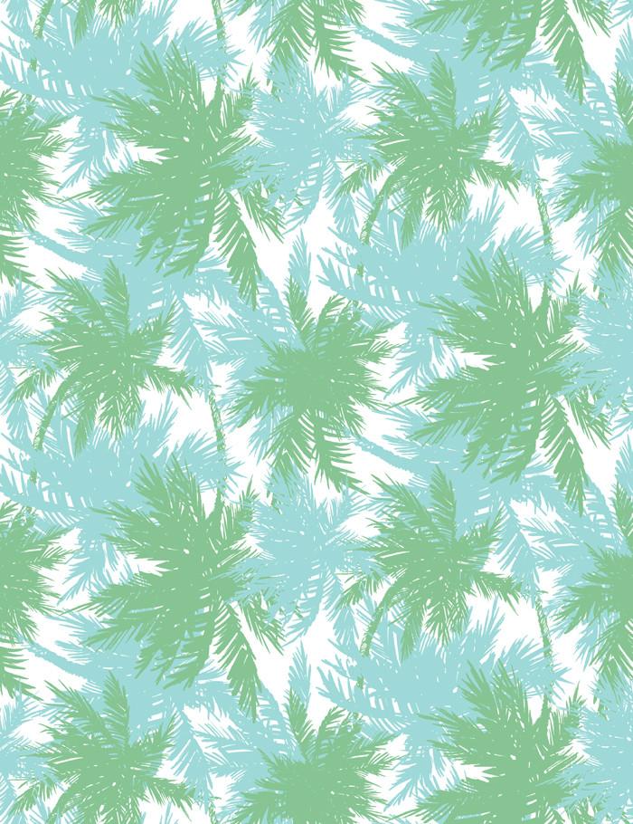 'Palm Shuffle' Wallpaper by Wallshoppe - Green / Caribbean