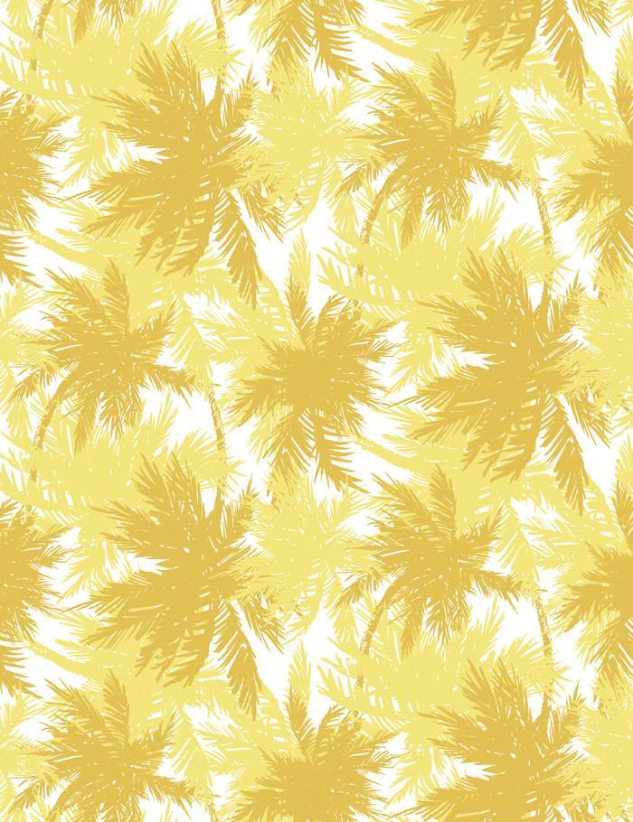 'Palm Shuffle' Wallpaper by Wallshoppe - Lemon / Daffodil