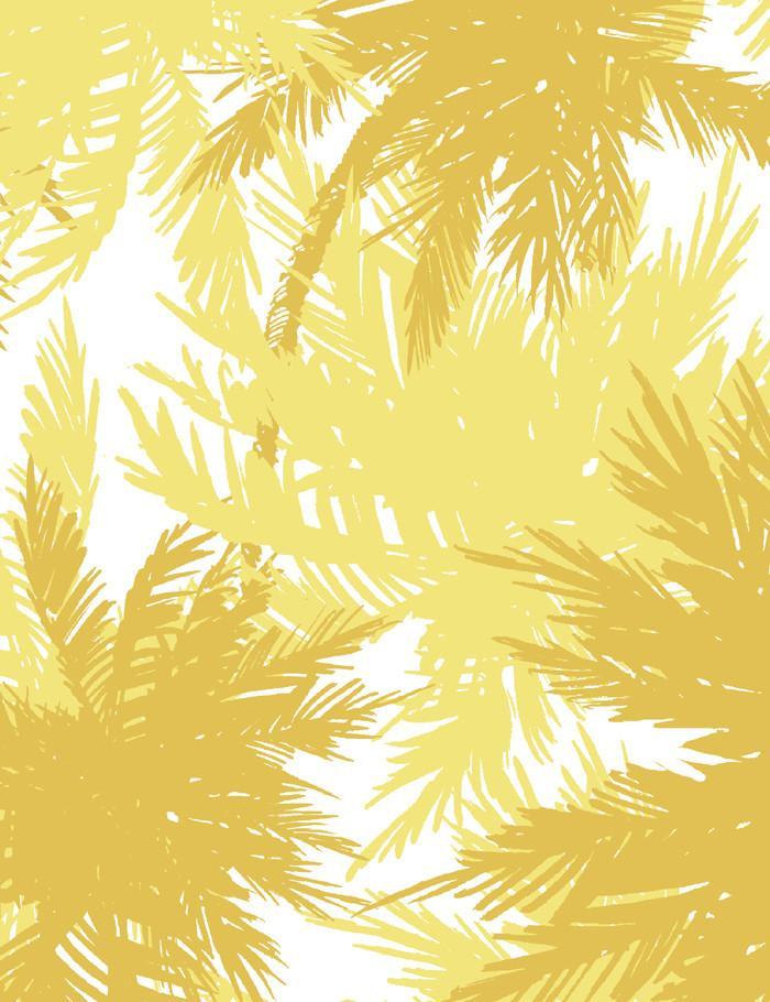 'Palm Shuffle' Wallpaper by Wallshoppe - Lemon / Daffodil